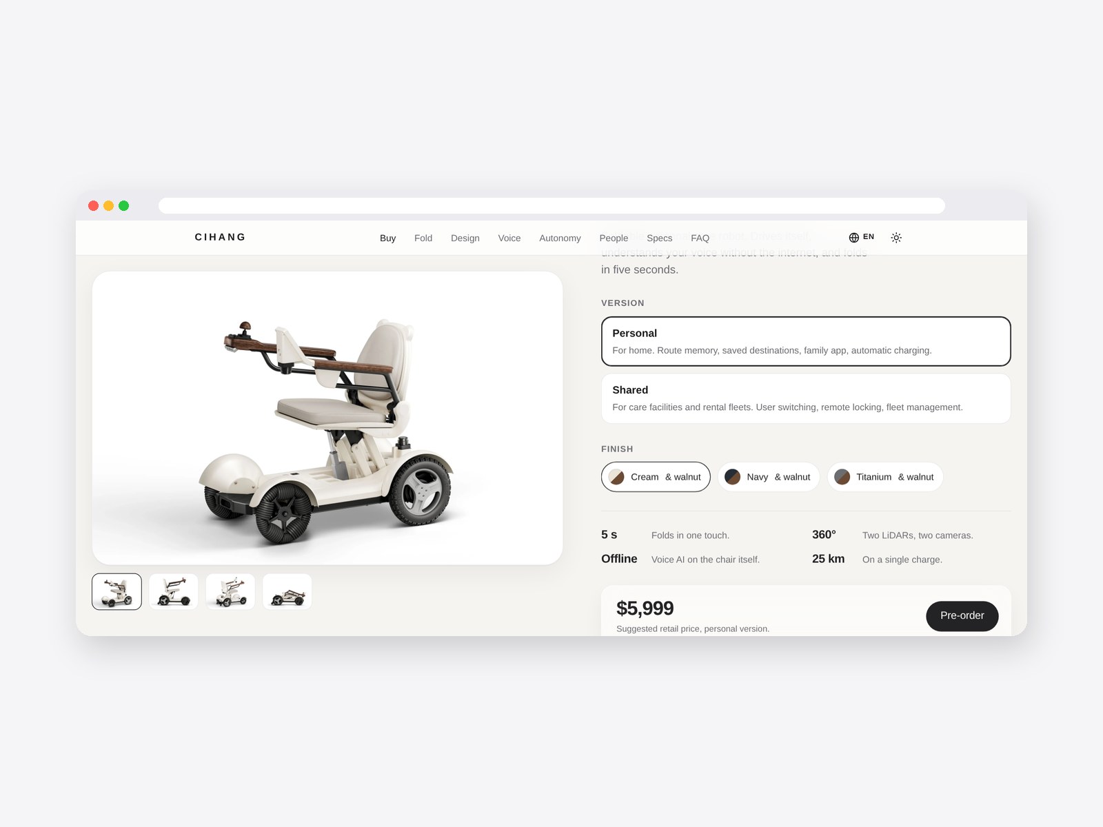 CIHANG product website, designed and built by ONO IDEAS
